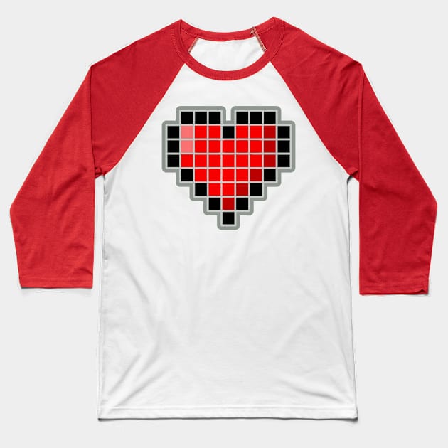 Pixel Heart - Plus One Life Baseball T-Shirt by Bits